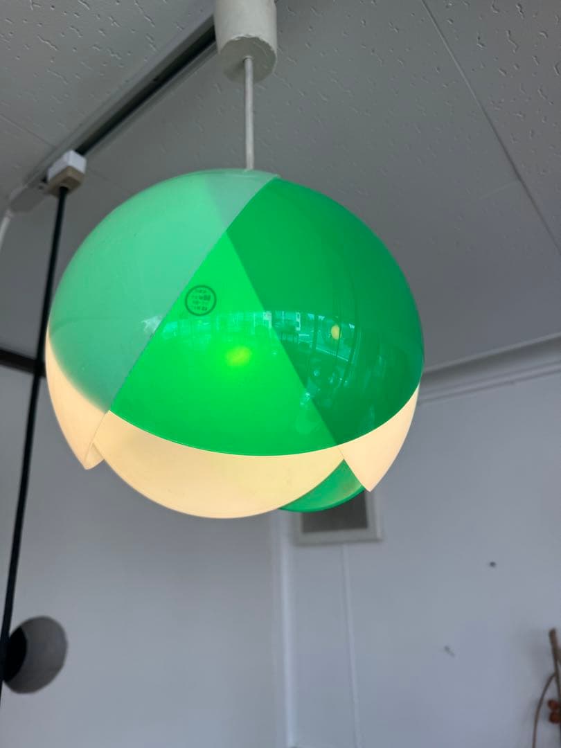 西*菜様 チューリップライト グリーン　昭和レトロ　照明 ペンダントライト