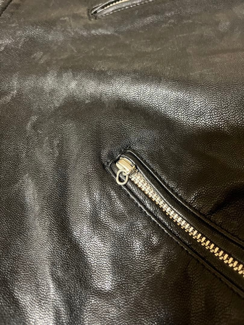 ヒステリックグラマー セミダブルレザーライダースジャケット 黒 L 検ルイスレザ