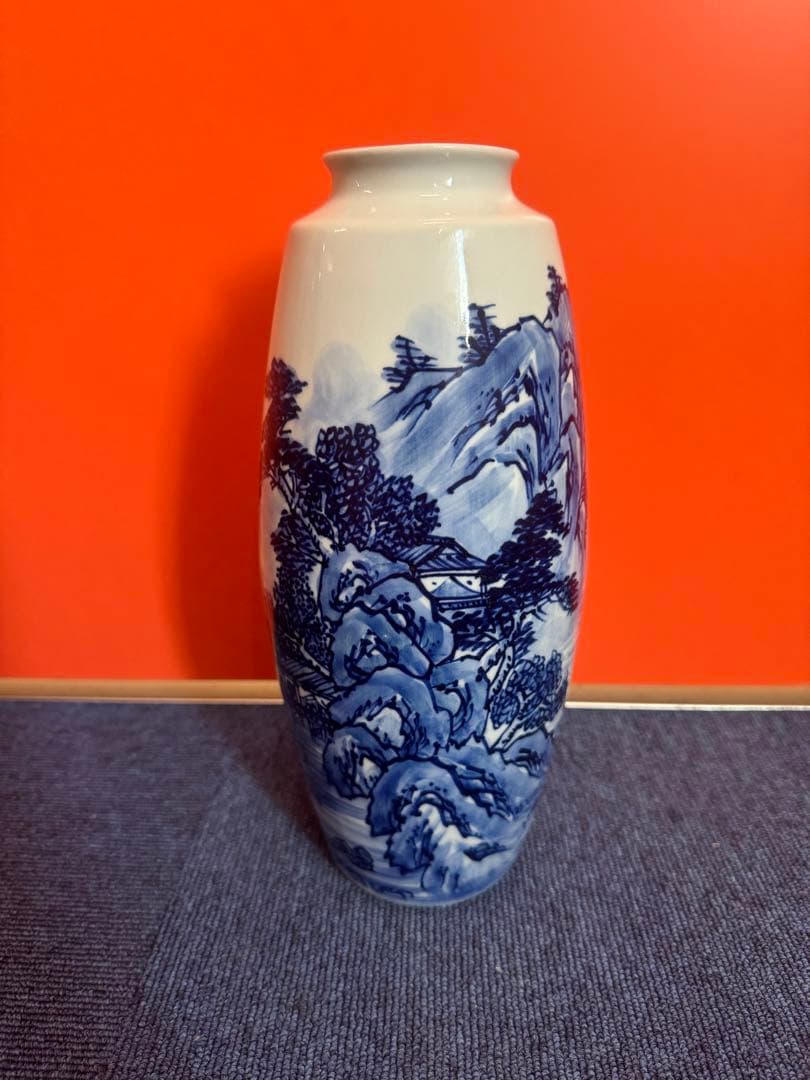 1969有田焼　染付山水　花瓶