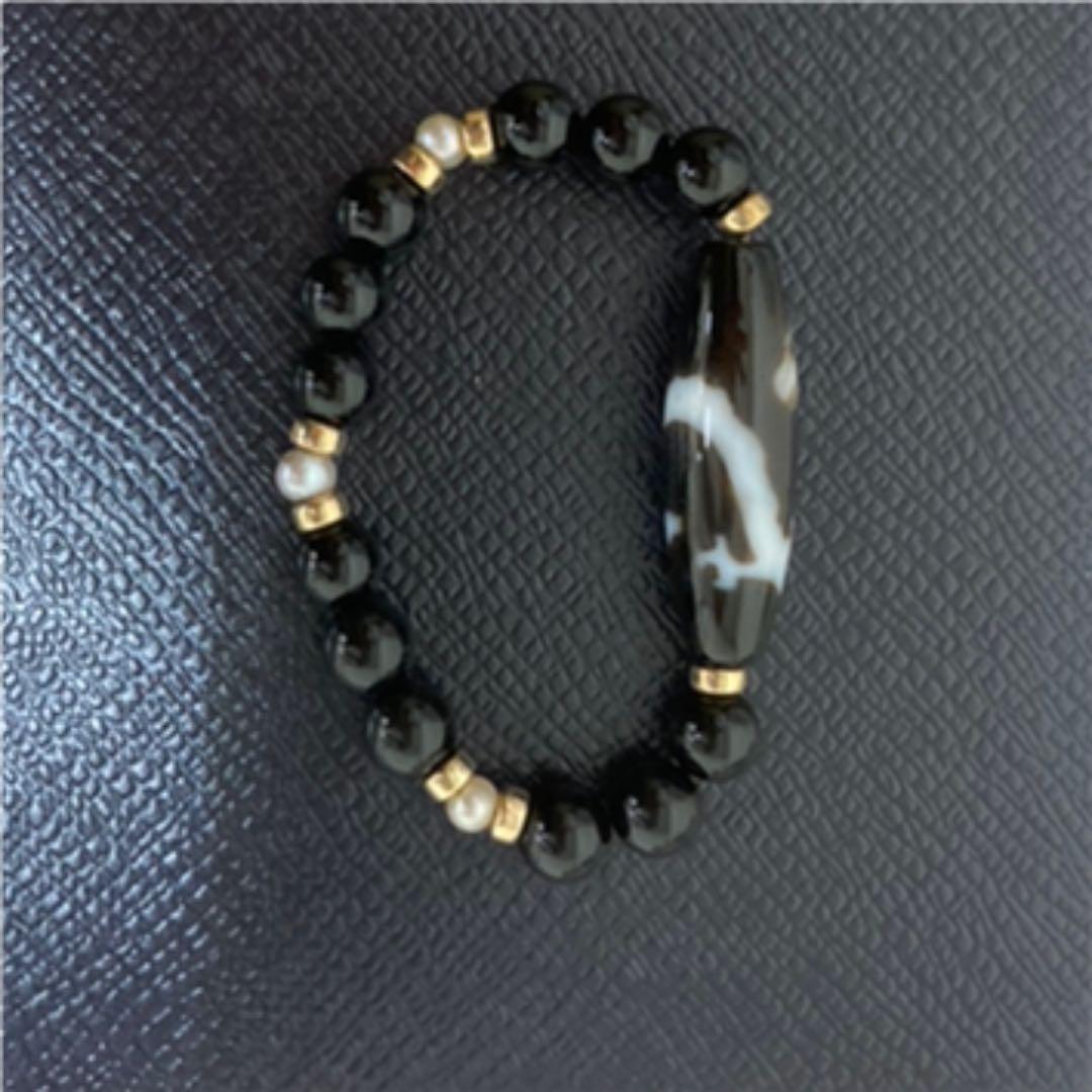 定価30万【龍神天珠パワーストーンブレスレット　オニキス　真珠　ザグリーンターラ