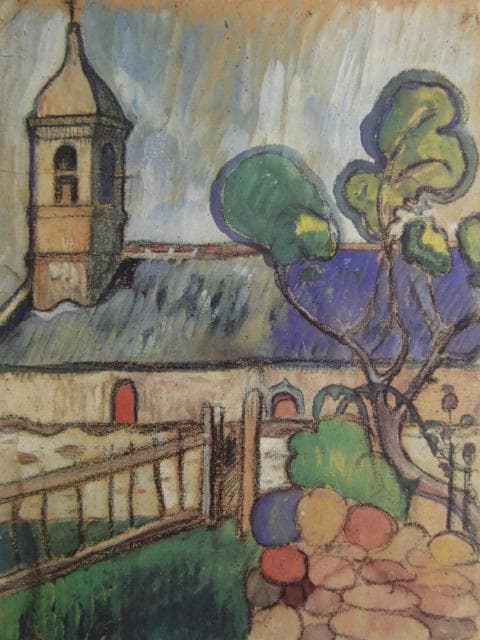 ポール・ゴーギャン、ル・プルデュ、サン・モデル礼拝堂（右）、希少な画集より