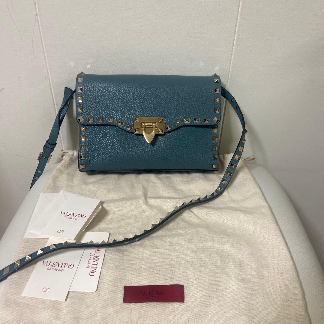 Valentino スタッズ ショルダーバッグ 青