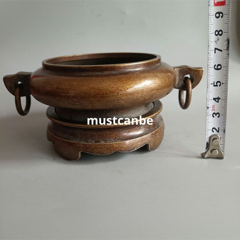 銅器 鬲(れきれき)式套炉 宣徳炉 茶道焚香炉 香道具 装飾品 工芸品 置物