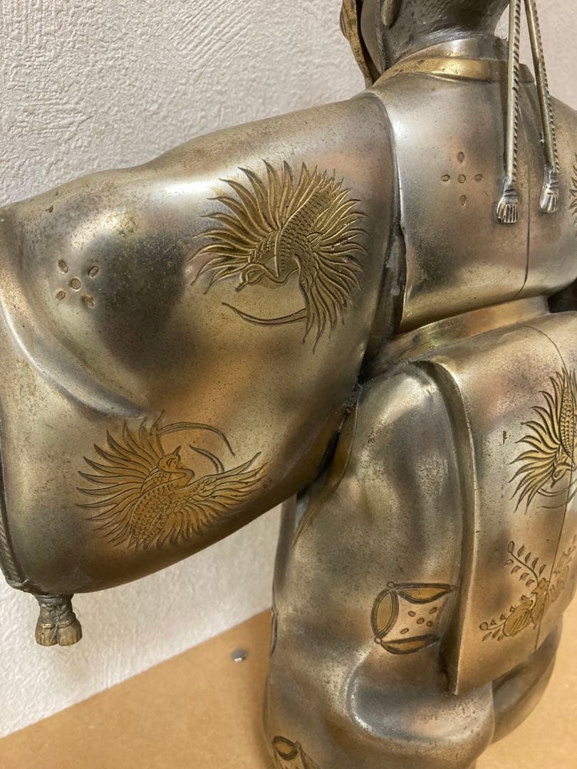 翁置物 金工師清山作 重さ4.2kg高さ32cm