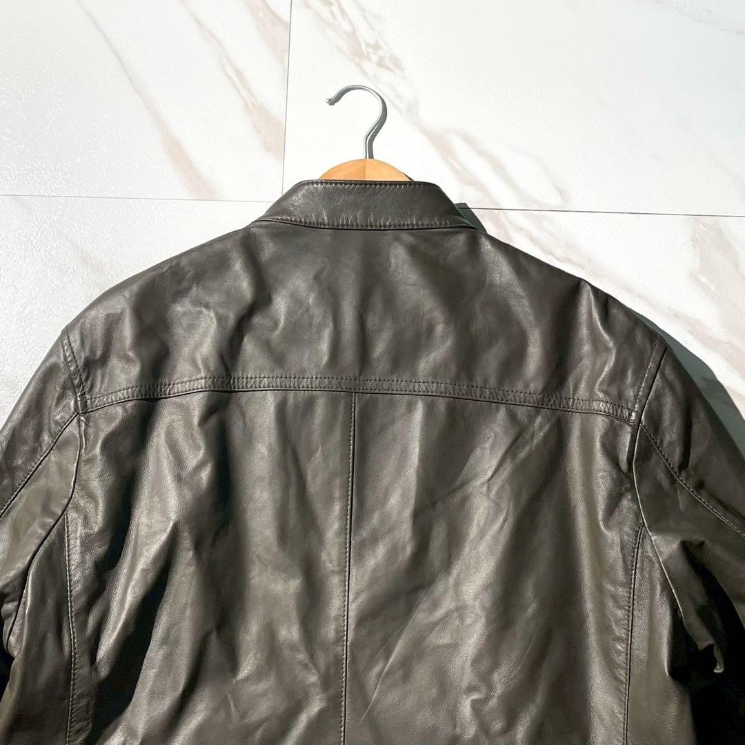 未使用タグ付✨JOSEPH 八の字ジップ 羊革 シングルライダースジャケット 緑
