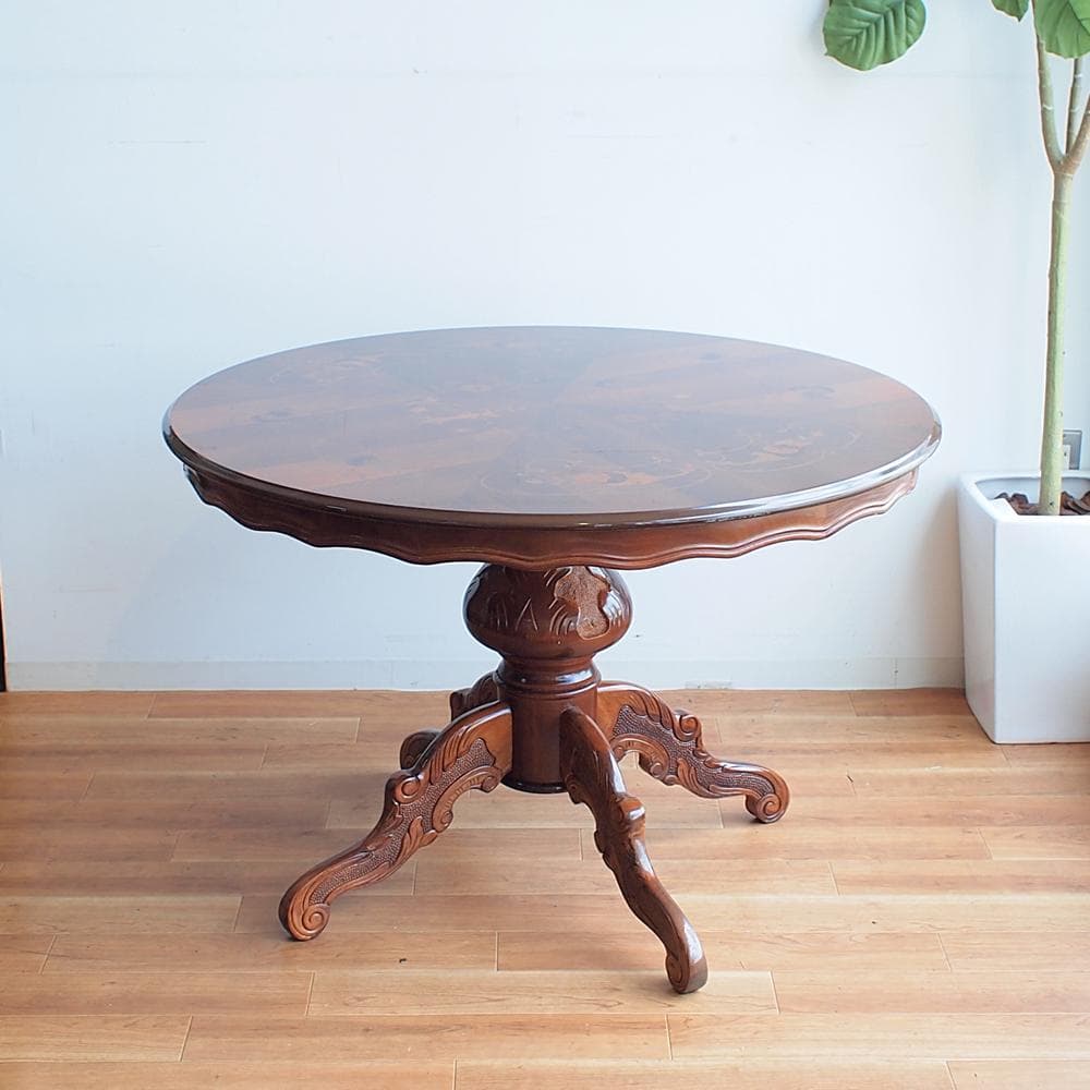 イタリアンクラシック 象嵌細工 ダイニングテーブル 直径108cm