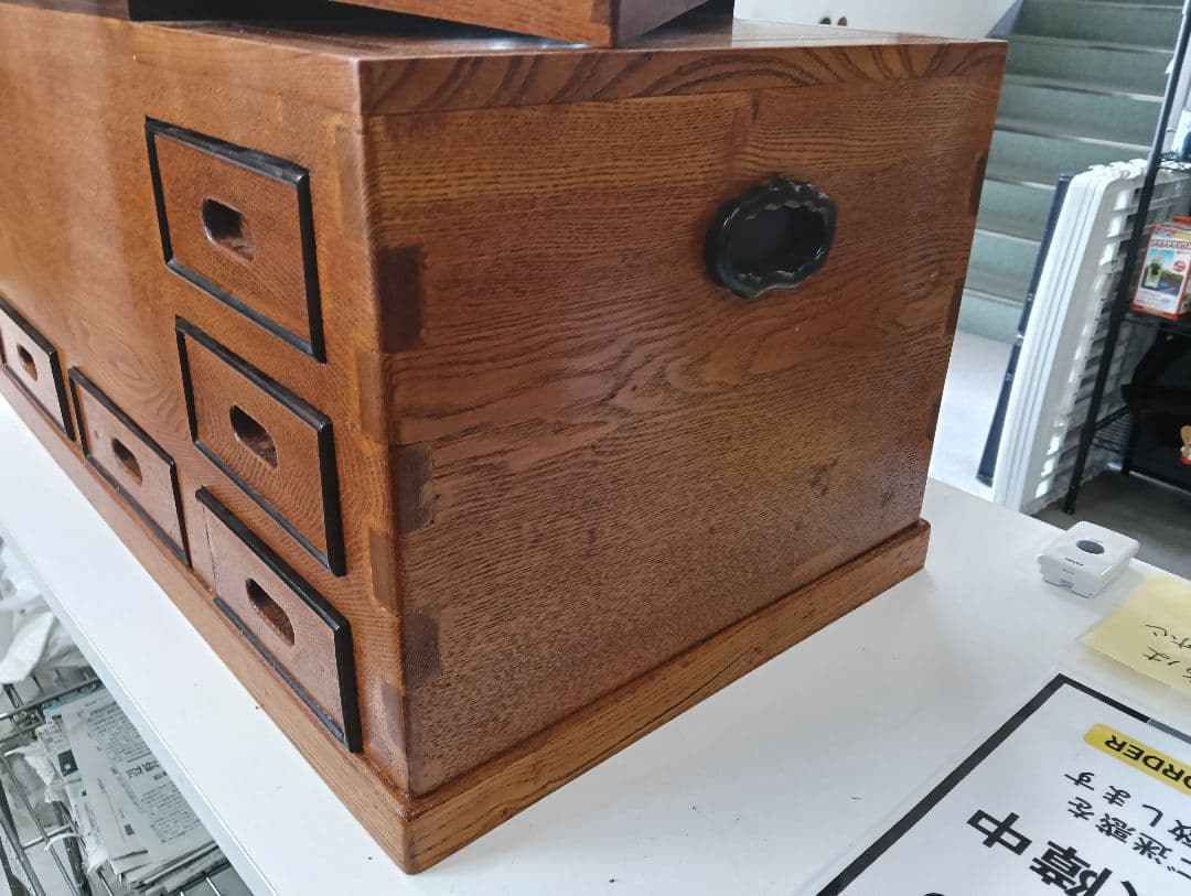 y【ビンテージ】木製火鉢 銅製内部コンパートメント付き