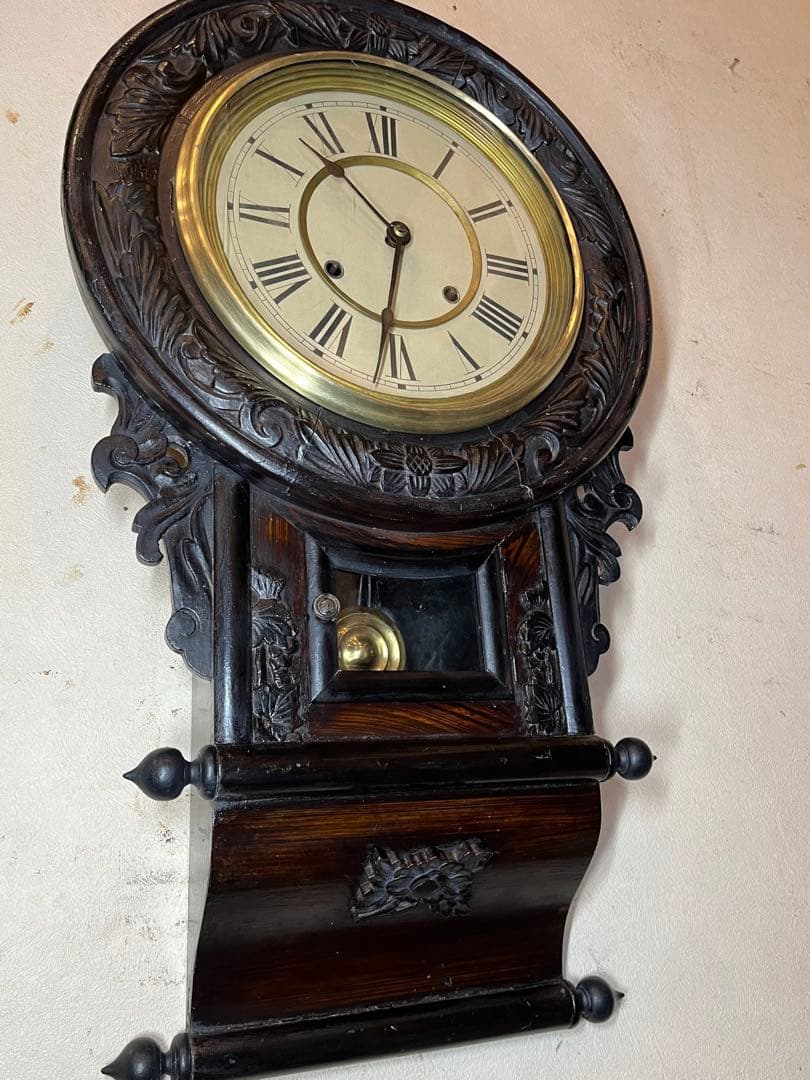 大型巻物　柱時計　古時計　振り子　レトロ　ゼンマイ　ボンボン　精工舎　ユンハンス