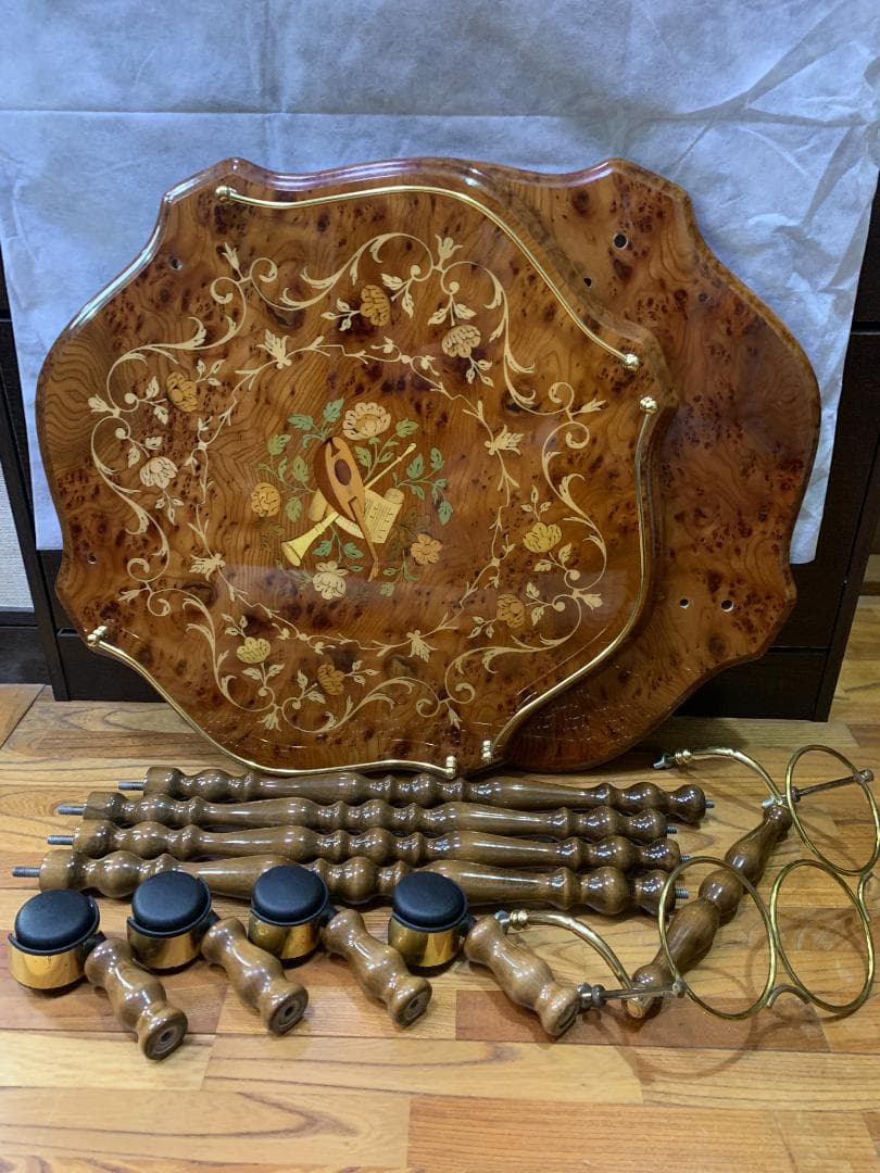 キッチンワゴン 木製 イタリア製 象嵌 高級 ワゴンテーブル ワインラック