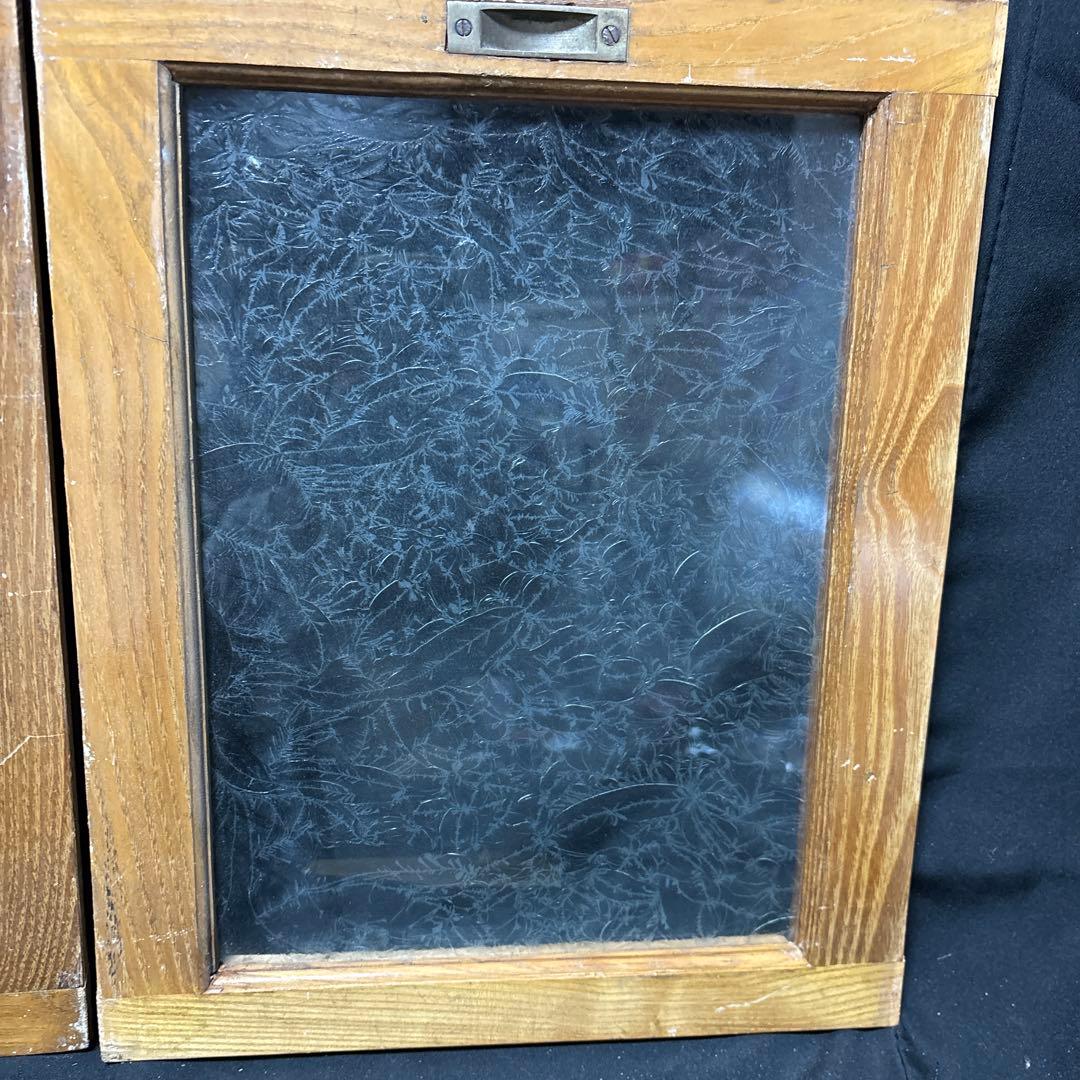 アンティーク 昭和レトロ 木製 建具 窓枠 引き戸　ガラス扉 曇りガラス　DIY