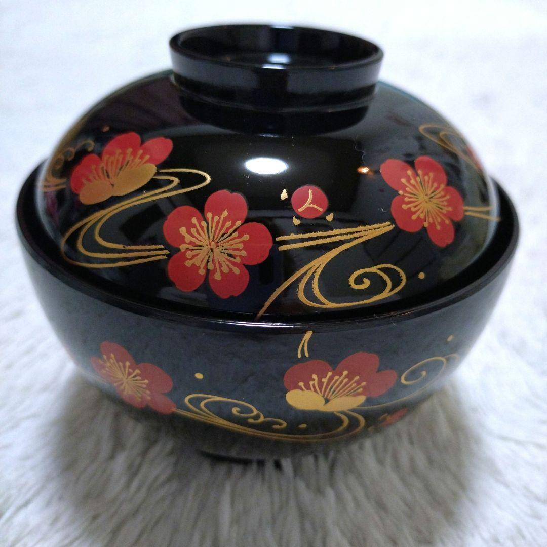 新品✬会津塗り　お吸い物椀蓋付き　流れ梅20客　漆器　桐箱入り