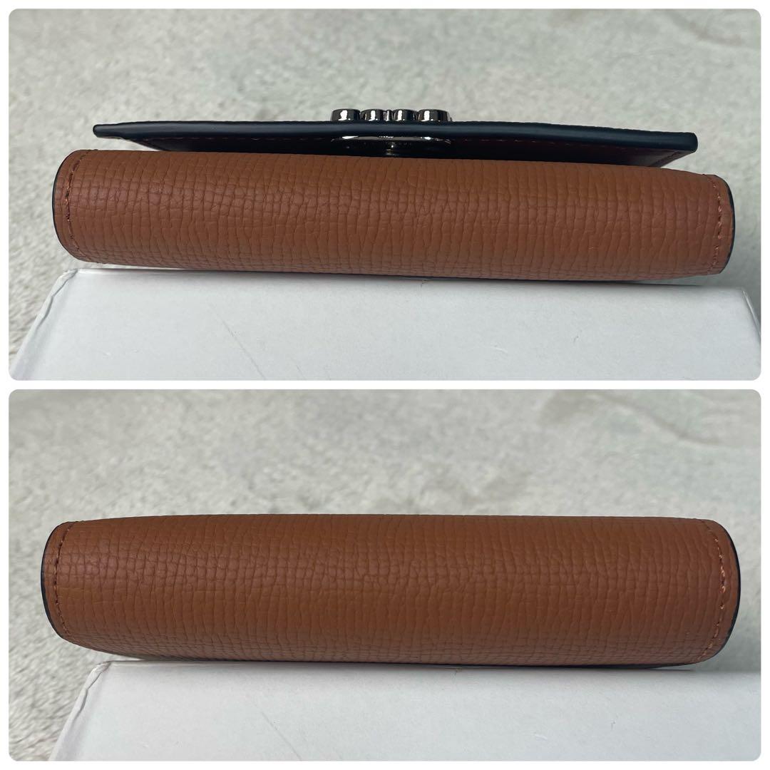 極美品 LOEWE ロエベ トライフォールドウォレット 三つ折り財布 ブラウン