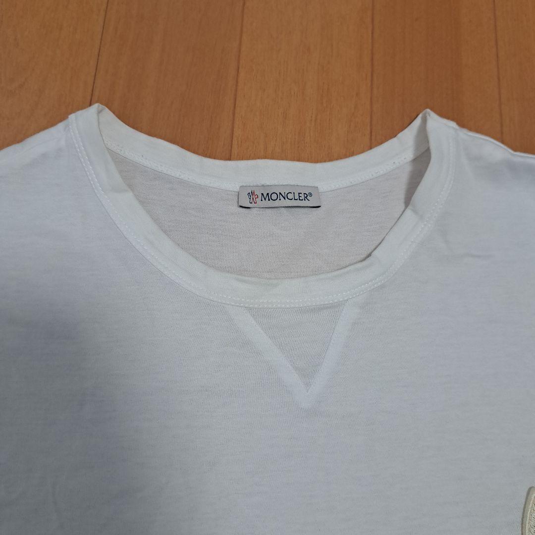 MONCLER ホワイト ダブルワッペンTシャツ Lサイズ