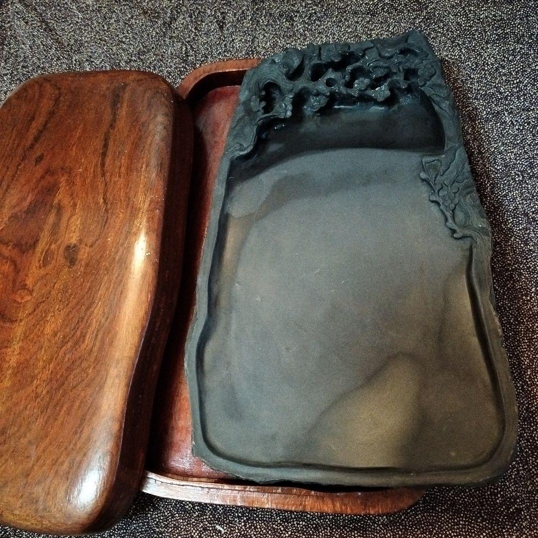 中国骨董【老坑仔巖極品龍雲古端渓硯石】旧家蔵コレクション貴重希少名品細工精密龍彫