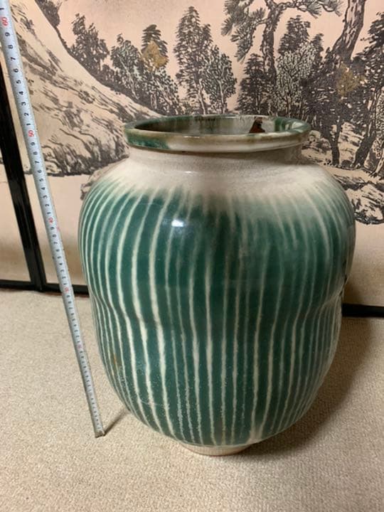 【大衆骨董】 信楽大壷 縞模様 ツボ茶道具骨董古物