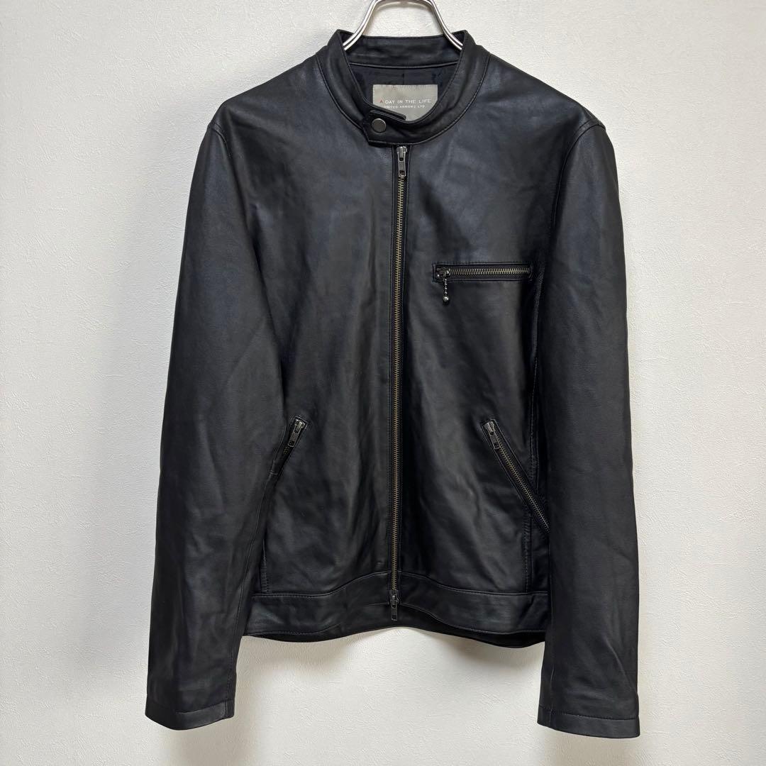 UNITED ARROWS ラムレザー シングルライダースジャケット 黒 L