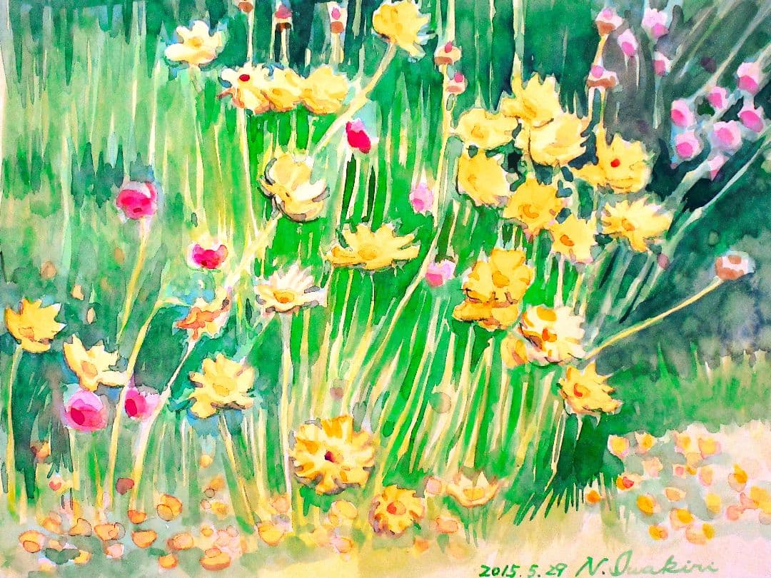 水彩画 花 フレーム付き F6サイズ 原画