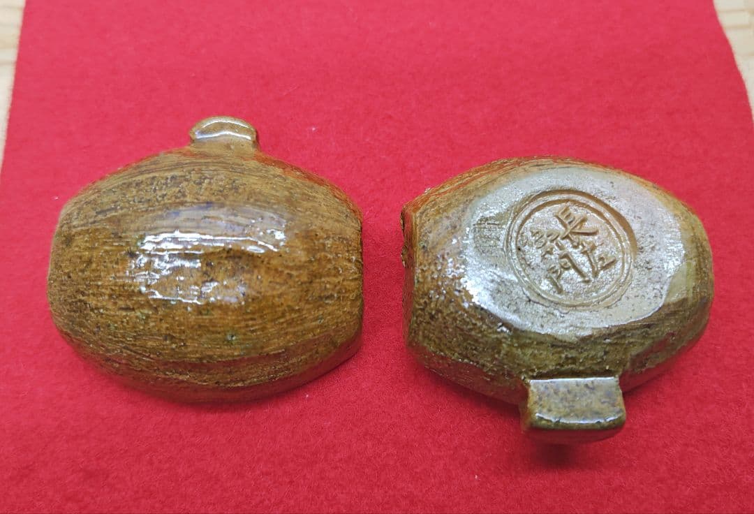 送料込【逢絢亭】茶道具 香合 大樋焼 飴釉 福槌香合 大樋長左衛門 共箱入り