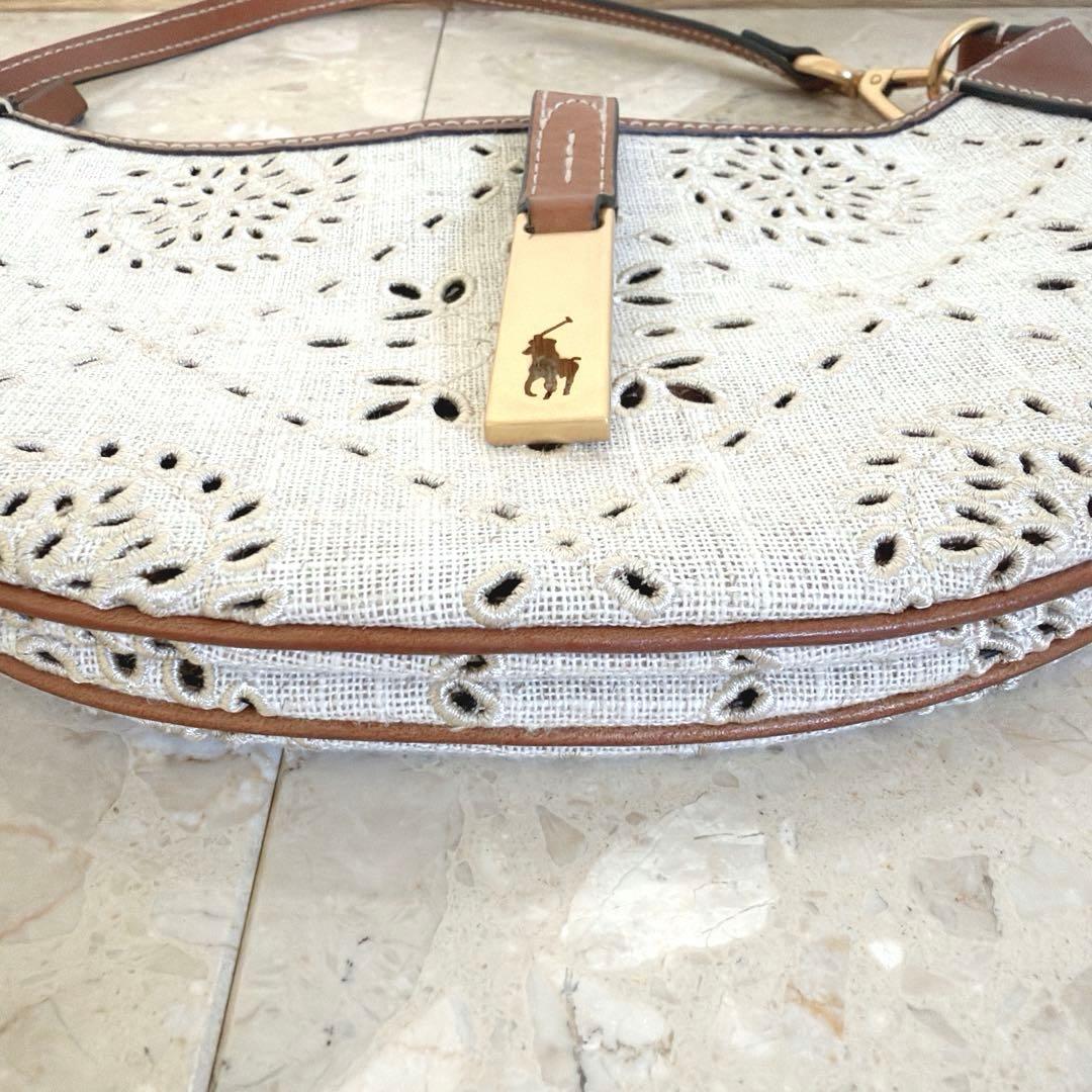 【ポロラルフローレン】美品✨リネン混 ID アイレット ワンショルダーバッグ