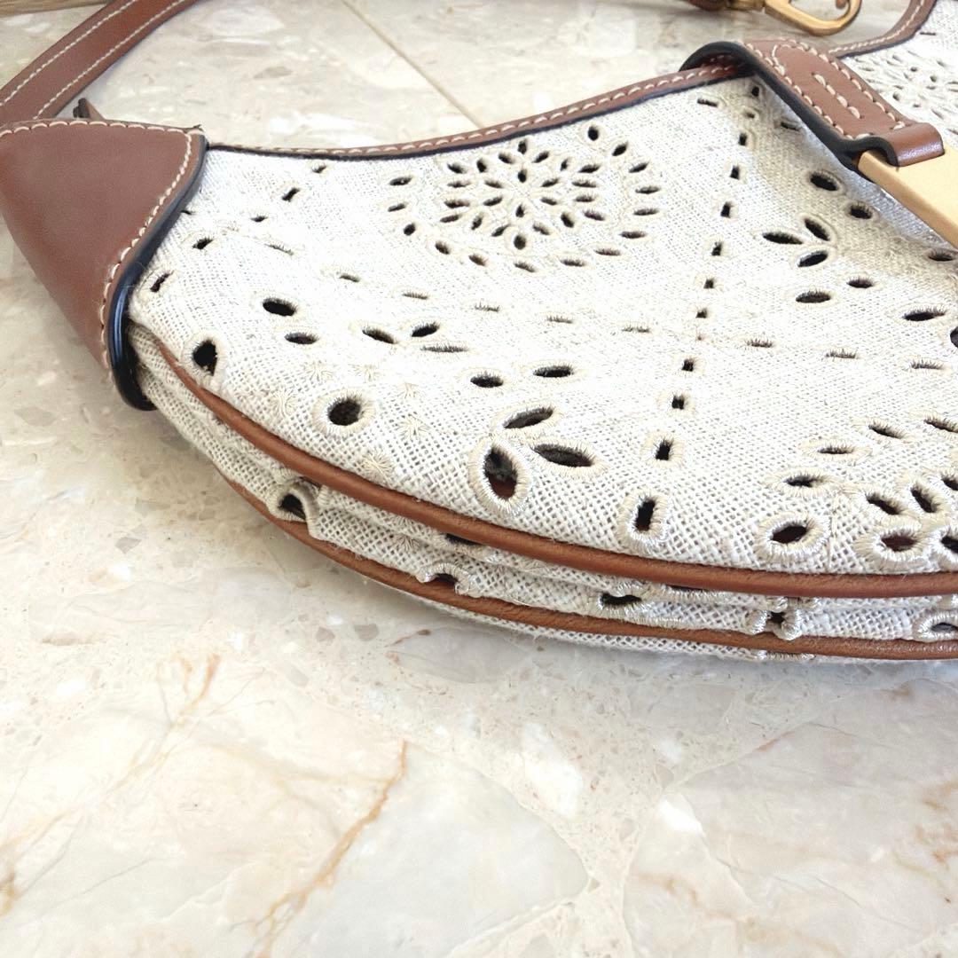 【ポロラルフローレン】美品✨リネン混 ID アイレット ワンショルダーバッグ