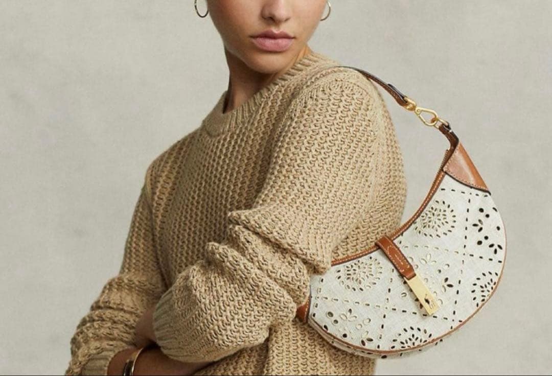 【ポロラルフローレン】美品✨リネン混 ID アイレット ワンショルダーバッグ