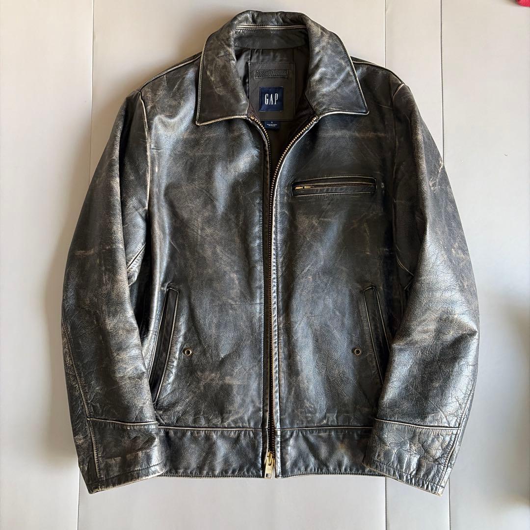 【レア】OLD GAP レザージャケット 茶芯 00s シングルライダース