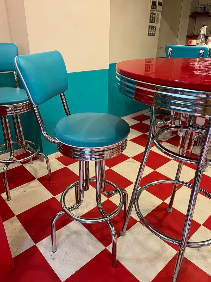 <NY> レトロ ダイナー風 赤いテーブル