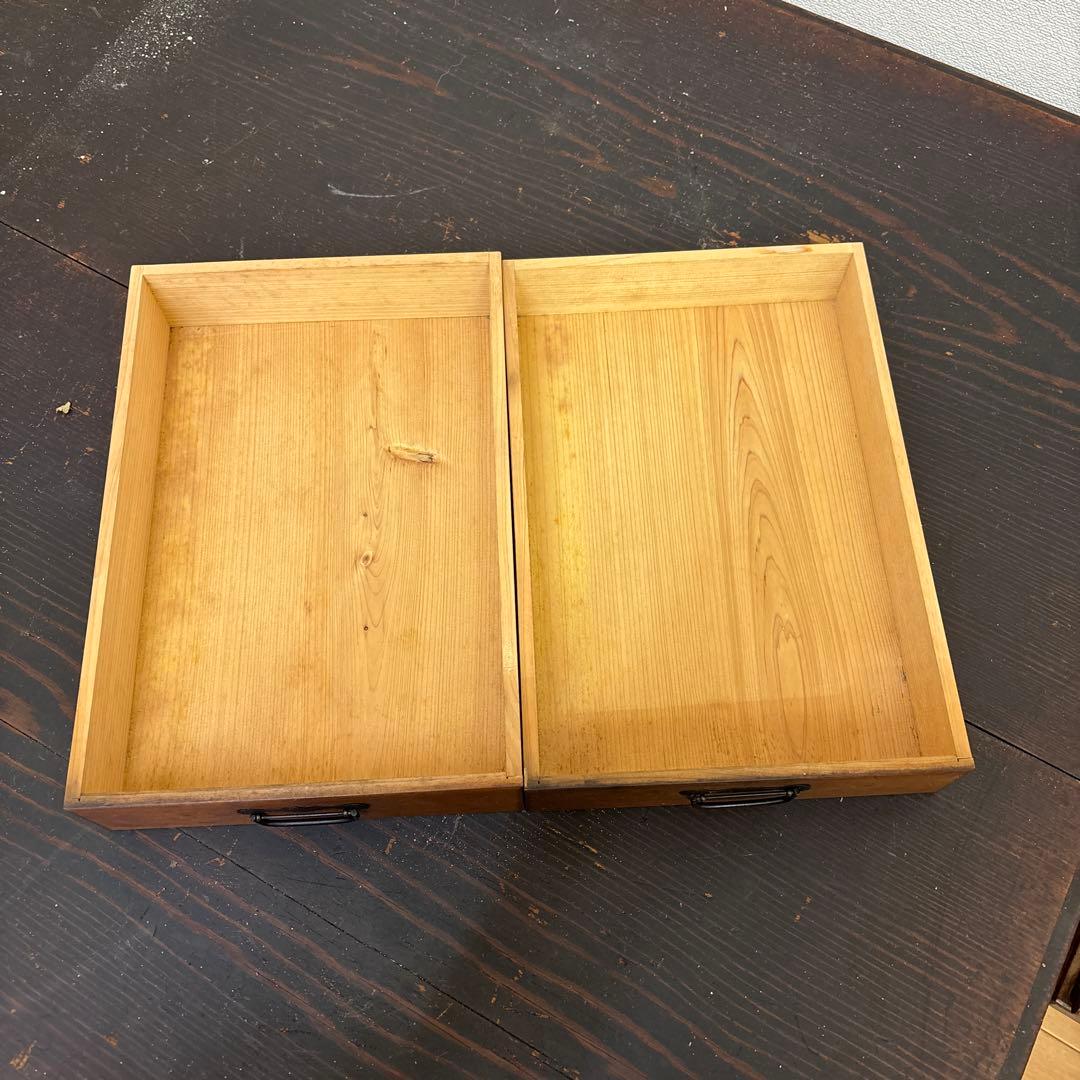 古道具 木製 小引き出し 5段 金具付き 昭和レトロ 収納棚 アンティーク