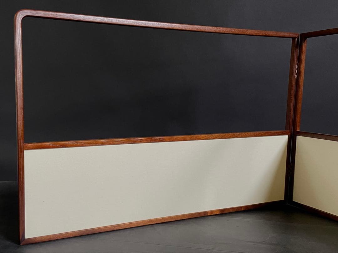 【美品】「祖」 紺地 鳥の子 両面使い 桑縁 上透かし 風炉先屏風（121⑤）