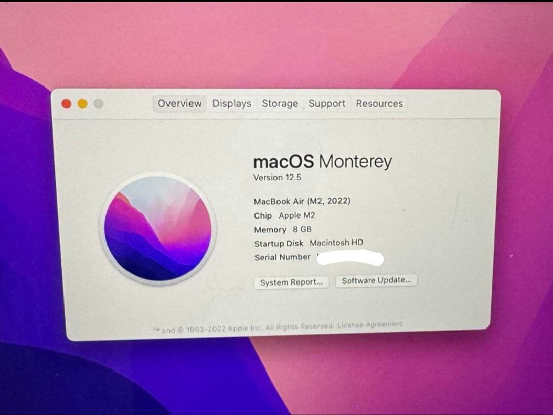 MacBook Air (M2, 2022) バッテリー状態 新品同様