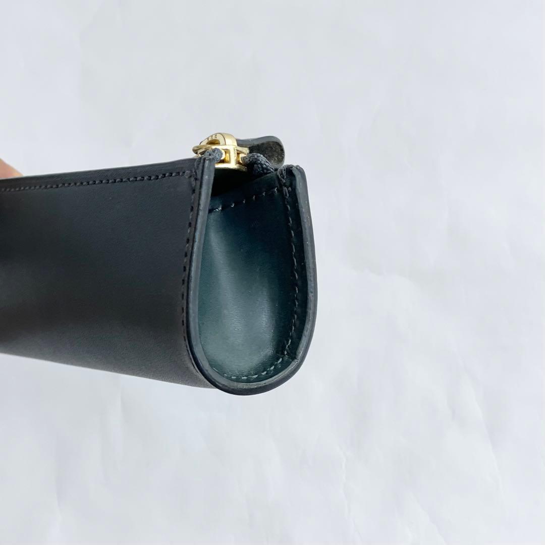 土屋鞄　ナチューラ　ヌメ革ファスナーペンケース　限定色ブルーグリーン