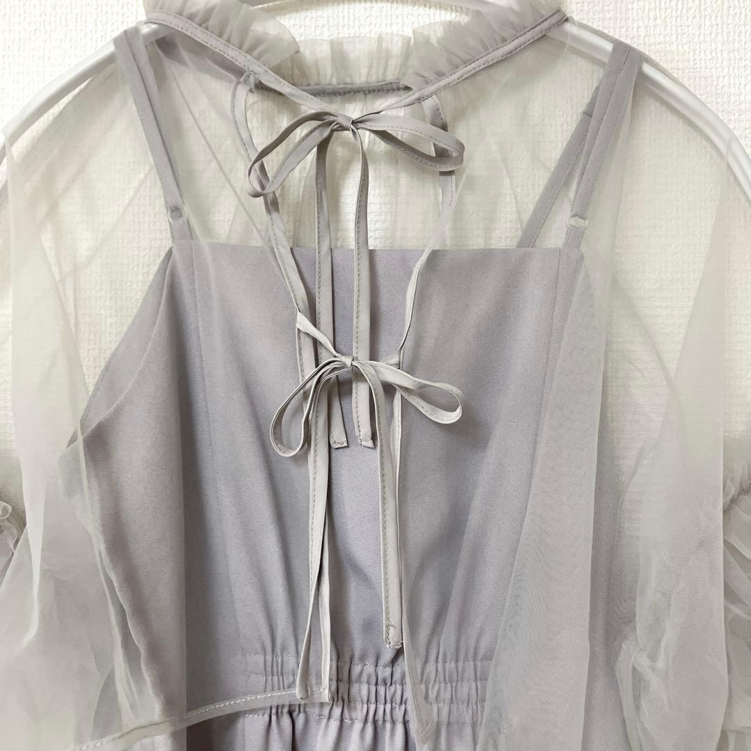 完売品　人気　チュールティアードボレロ3way キャミワンピースドレス　S