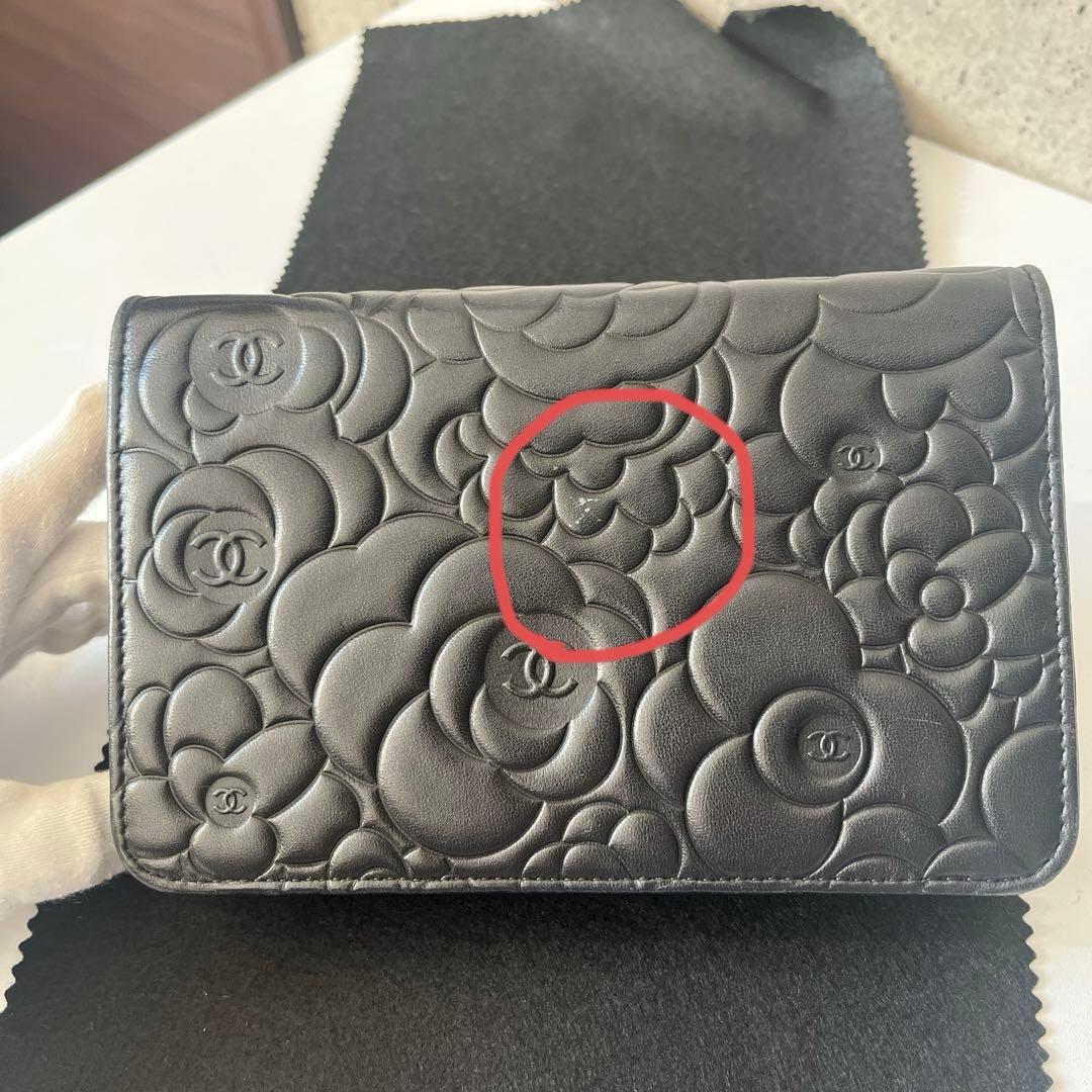 【匂いなし】シャネル/チェーンウォレット/カメリア/ギャランティカード付/表参道