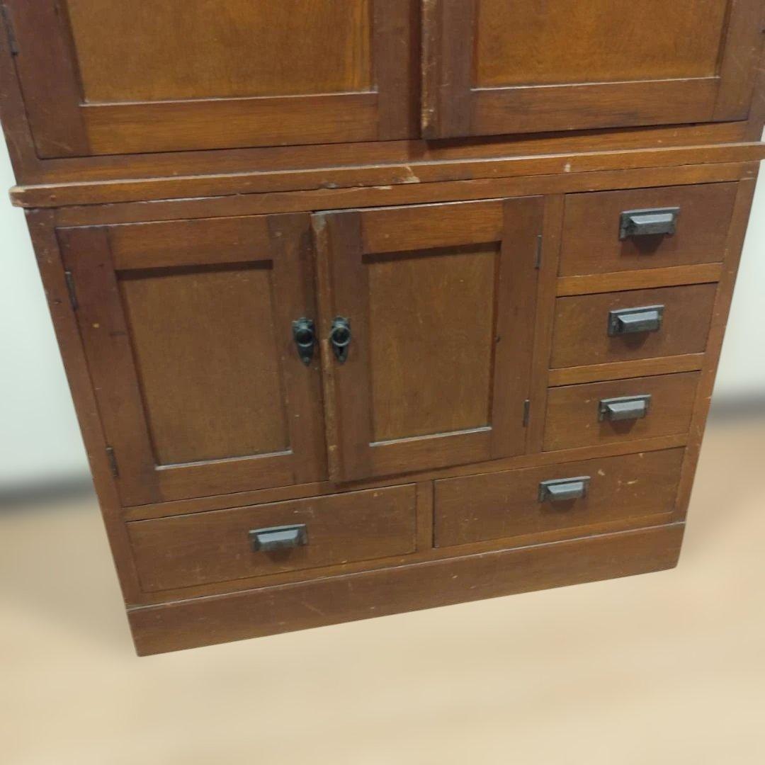 昭和レトロ 木製 木戸食器棚 アンティーク 飾り棚 カップボード キャビネット