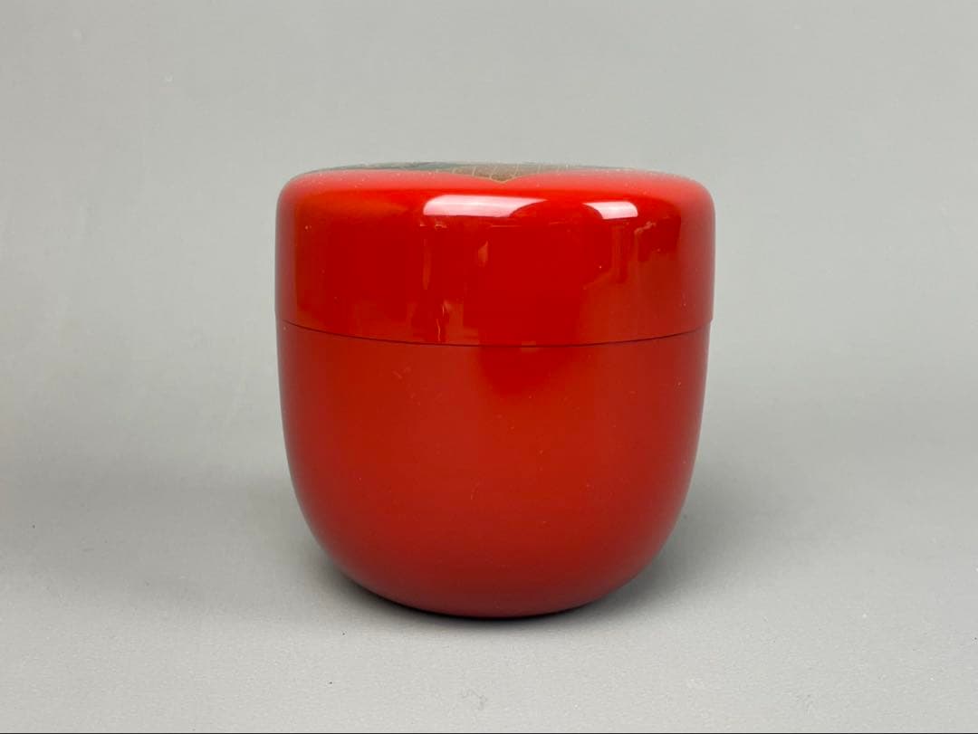 村田宗覚作 誰袖蒔絵 大棗 朱塗 茶道具 共箱付 漆芸 茶器 塗師 蒔絵 利休棗