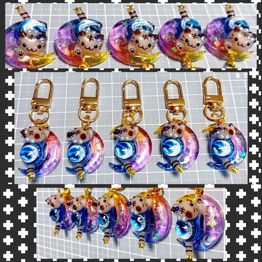 オーダー★　レジン猫チャーム　猫キーホルダー　まねき猫　ぐで猫　ミニチュアフード