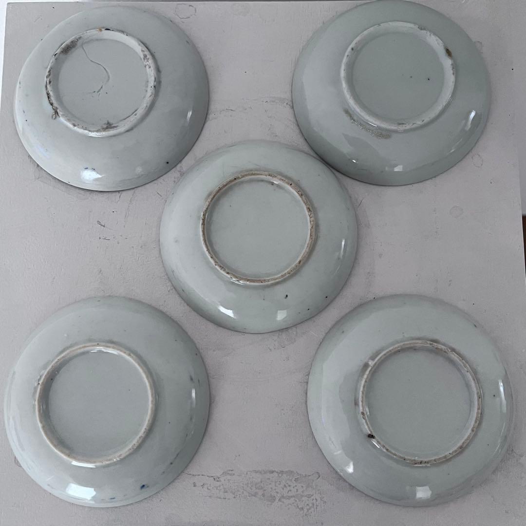 大正　骨董　印判　紫陽花　小皿5枚組