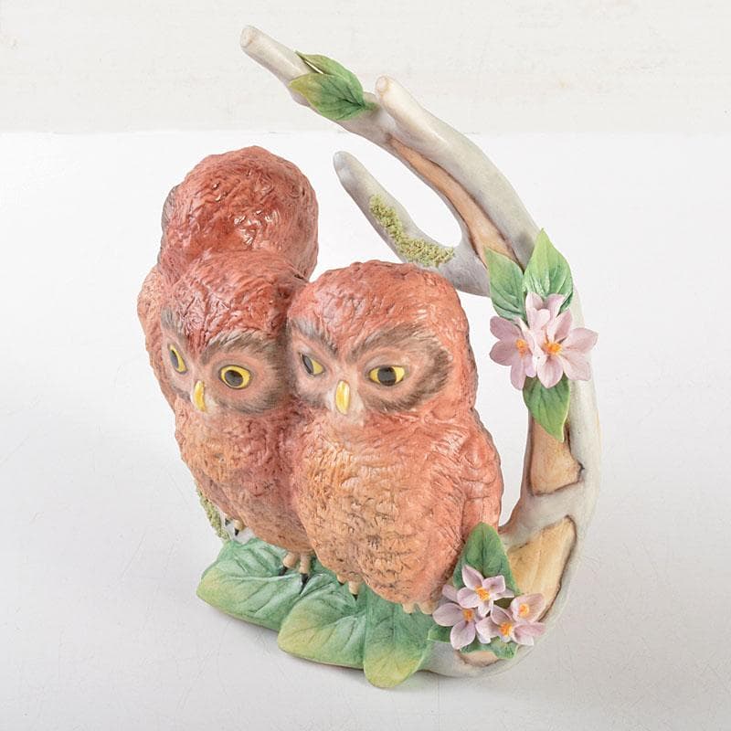 アンティーク　Cubis　USA　陶製　三匹のフクロウ　縁起物　置物　C6738