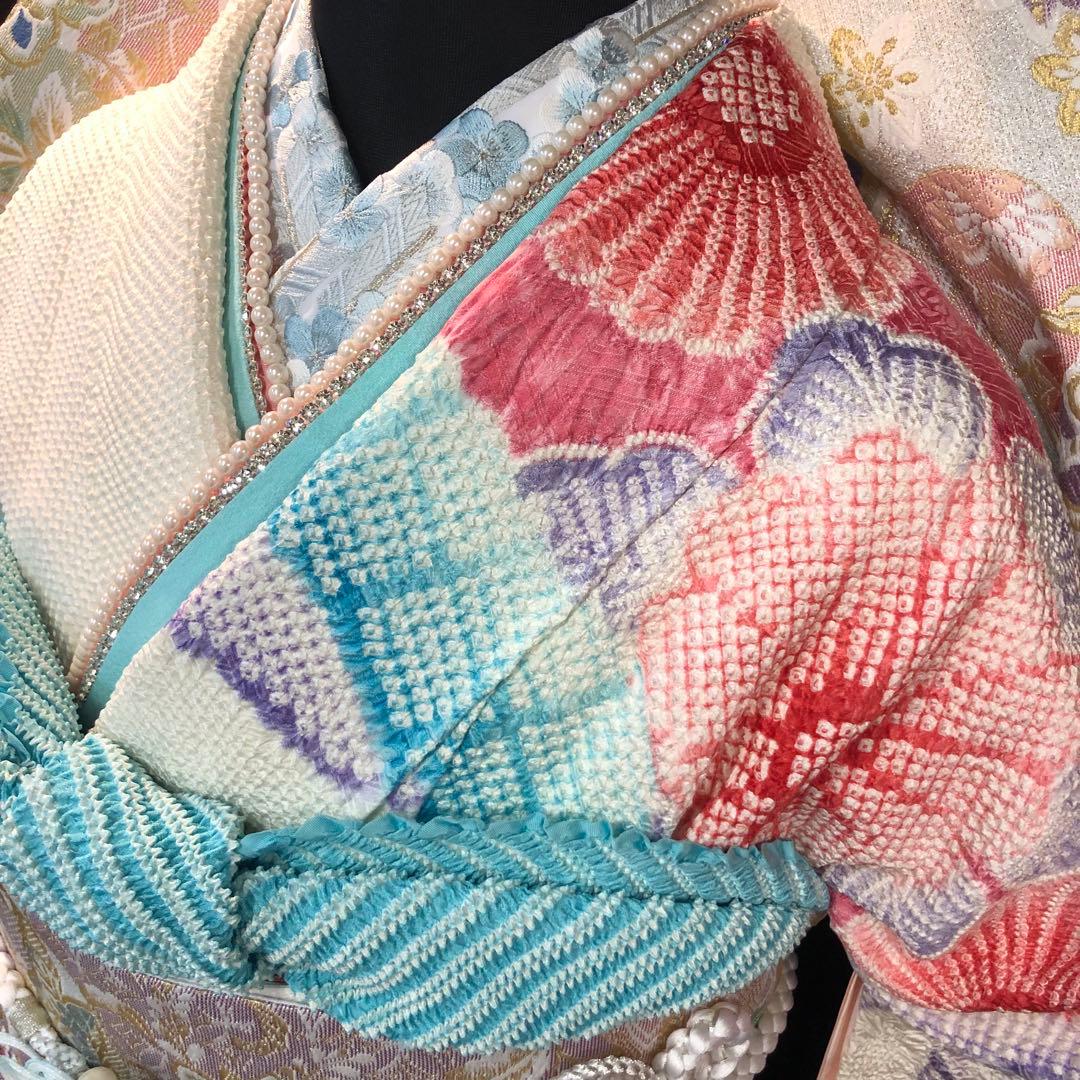 振袖フルセット■未使用■藤娘きぬたや■吉祥熨斗模様■総絞り■振袖一式