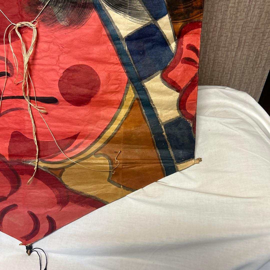 白根大凧　和風 六角形 凧 赤い顔の男　レトロ