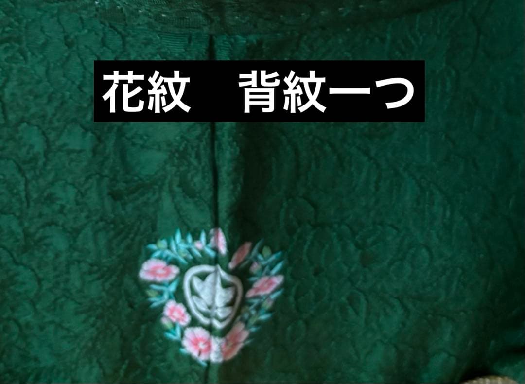正絹　辻ヶ花地文　正絹無地振袖 花紋　トールゆったりサイズ エメラルドグリーン