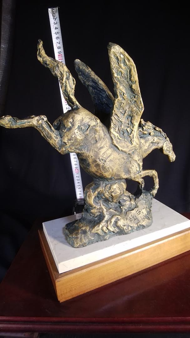 新春ブロンズ像西望「春風」ペガサス天馬 高3４c重６kg/彫刻銅像/干支/正月