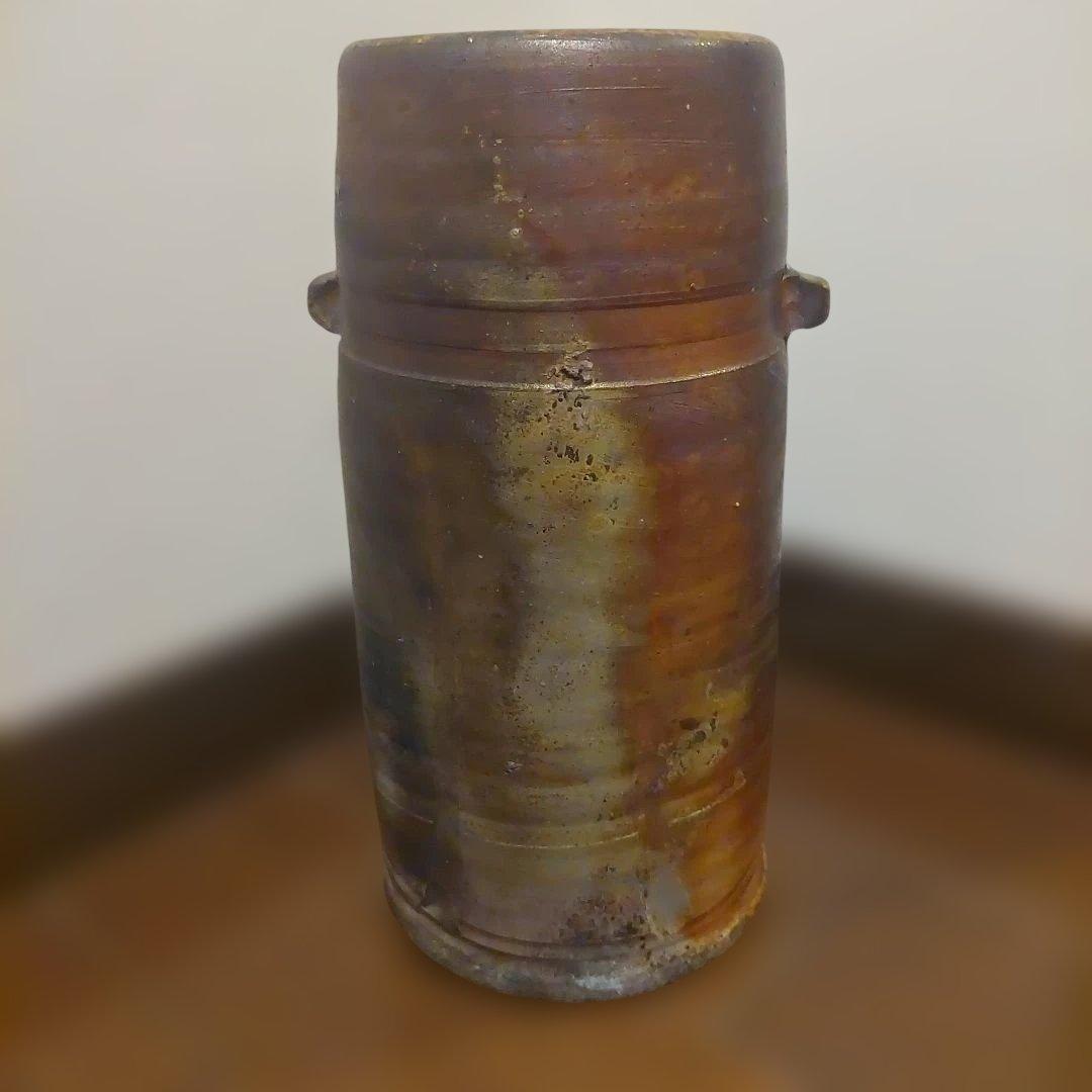 【福岡市南区お引き取り限定】備前焼　嶋幸博作花入れ　木箱付き