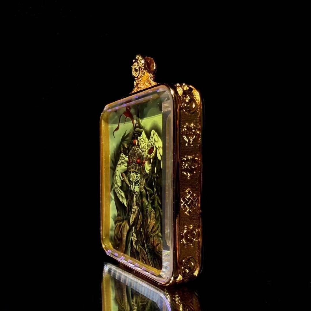 ペンダント ネックレス チベット 手描き タンカ 仏教美術 守護 お守り 開運