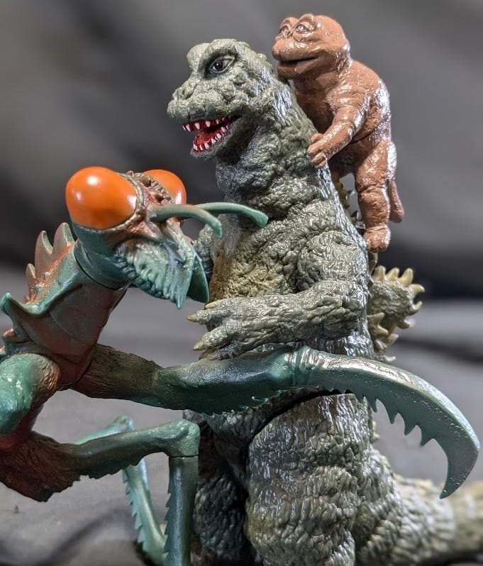 ゴジラ＆ミニラ＆カマキラス「ゴジラの息子」（Ｙ・ＭＳF）ソフビ３体セット