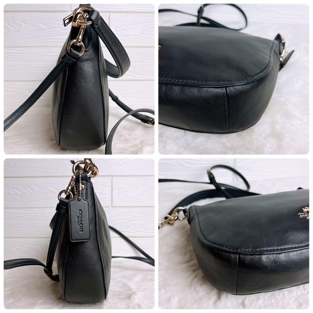 極美品☆COACHコーチ 2wayショルダーバッグ ブラック ハーフムーン