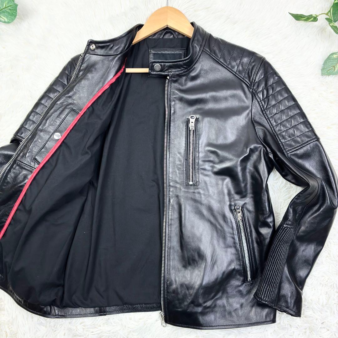 美品　ジャーレックス　本革　シングルライダース　レザージャケット　蛇腹　XL　黒