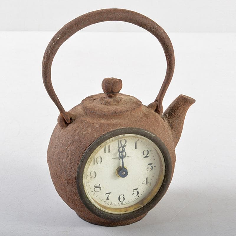 南部鉄器　山京銘　鉄瓶形小型置時計　ジャンク品　M　R5815