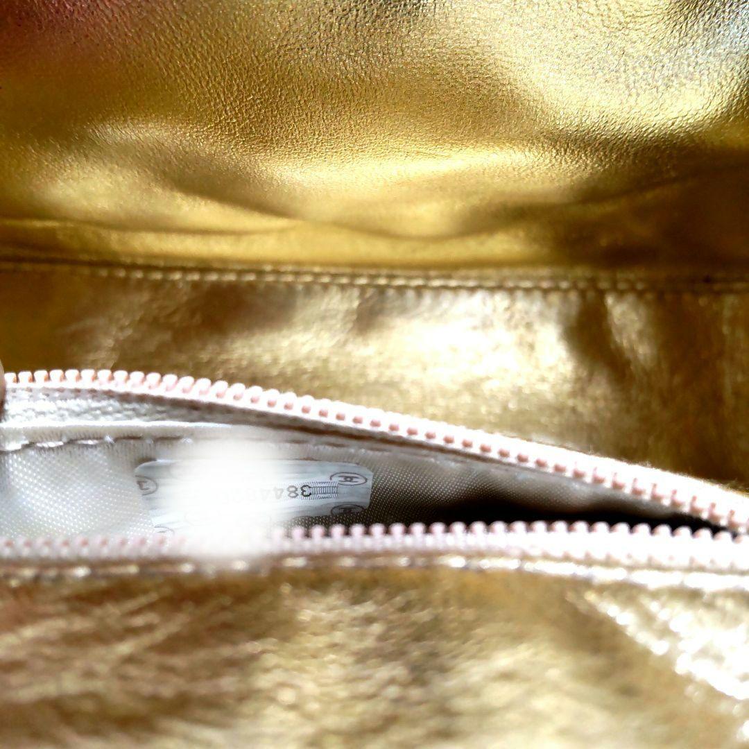 シャネル マトラッセ ラムスキン チェーンショルダーバッグ がま口 ゴールド