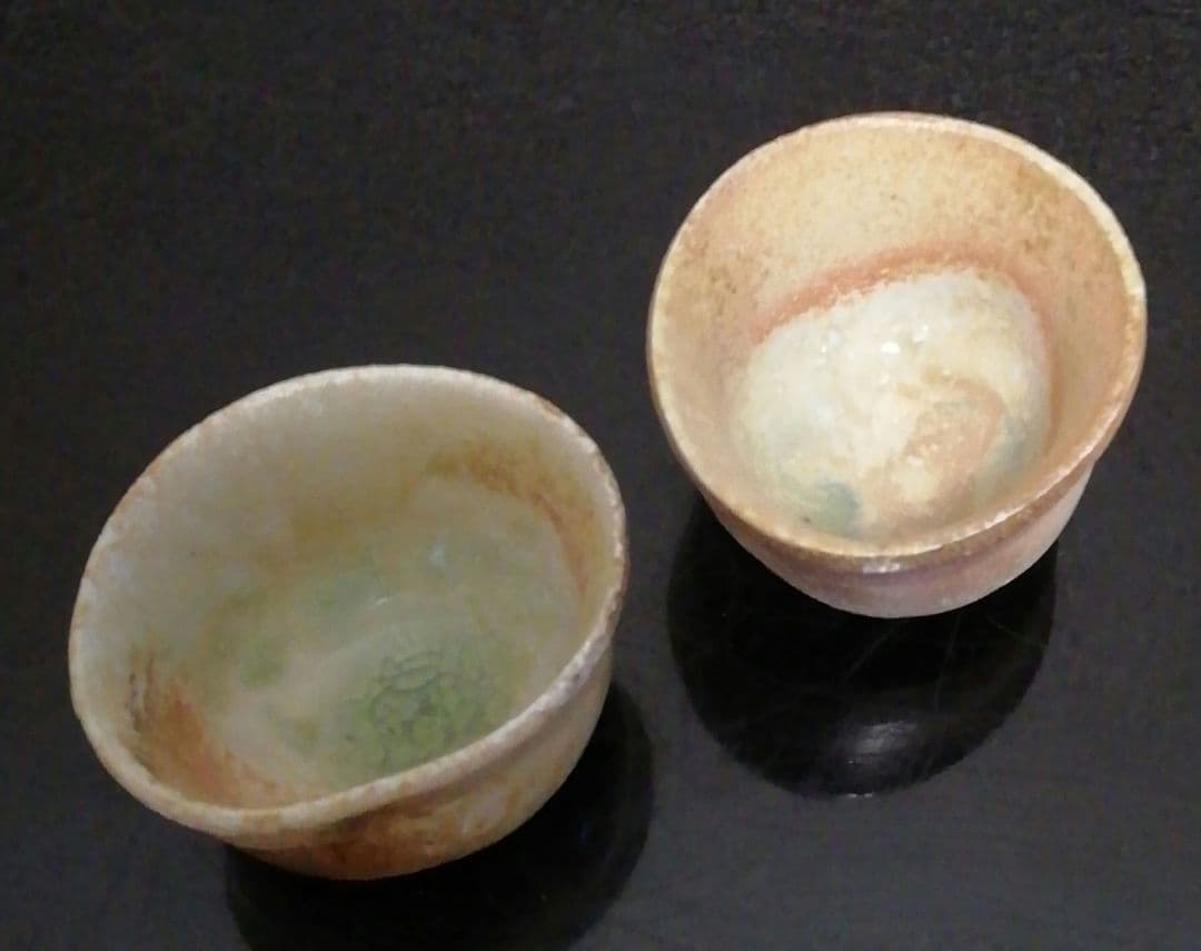 杉本貞光作　信楽焼　盃　ぐい呑　一対　共箱　酒器